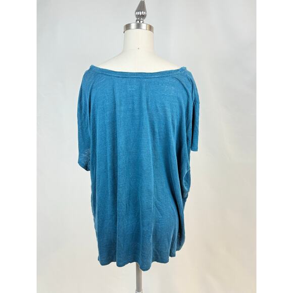 NWOT Eileen Fisher 2X Organic Linen Sustainable Top Teal Normcore Lightweight - Picture 2 of 7